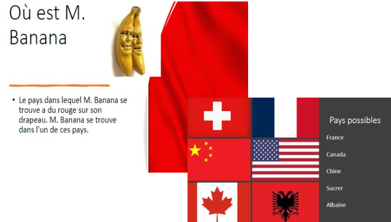 SarahHassoun4's tweet photo. The grade 6 students at @gecdsbCyclones created their own "Où suis-je?" by providing the class 5 hints. Can you guess where M. Banane is? @gecdsbpro https://t.co/tc5dI44H39