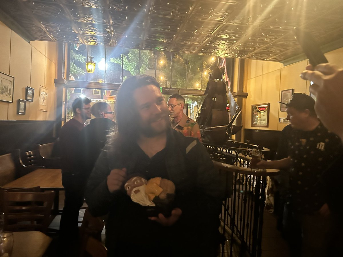 retamico's tweet photo. @TLKKnitting @TheBandFamous 
I told my story, everyone wants a photo with the gnome! #tomgreengnome https://t.co/uCMhZgooyJ