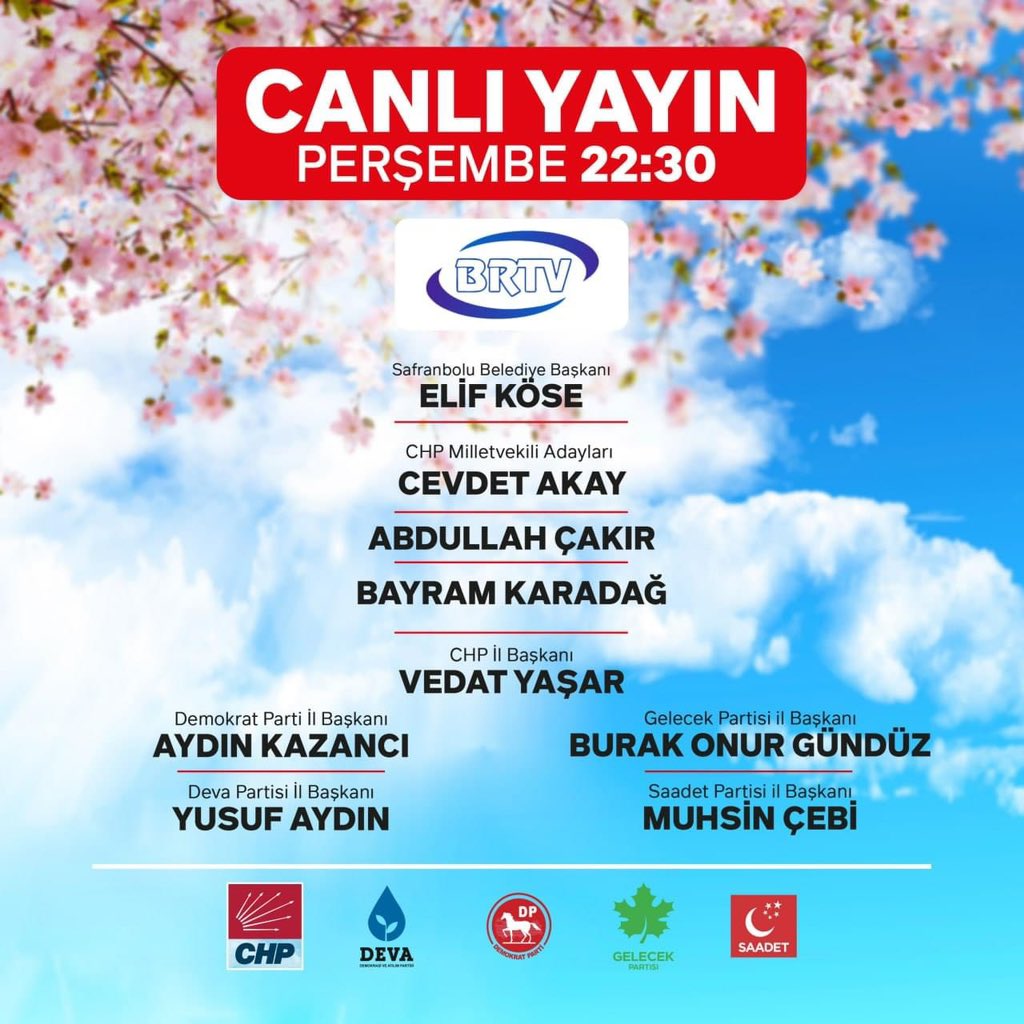 mimarelifkose's tweet image. Yarın akşam saat 22:30’da Milletvekili adaylarımız ve Millet İttifakı siyasi parti il başkanlarımız ile birlikte BRTV ekranlarında olacağız. Tüm vatandaşlarımızı izlemeye davet ediyorum. 📺

#BRTV #Karabük