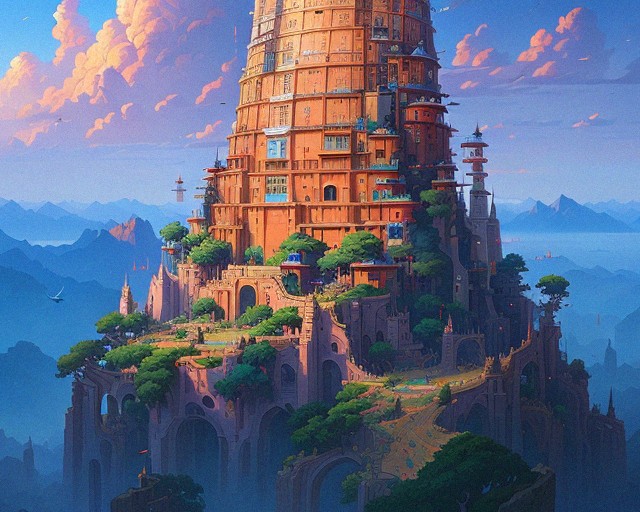 AlberichChilion's tweet photo. "And they said, Go to, let us build us a city and a tower, whose top may reach unto heaven; and let us make us a name, lest we be scattered abroad upon the face of the whole earth." - Genesis 11:4 Pt. 1 #Aiart #TheBible #AiArtwork #city #tower #Heaven #earth https://t.co/O6PBXgXF0g