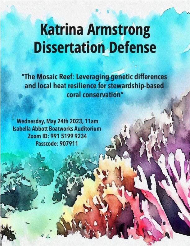 Hopkins Marine Station Stanford University (@hopkinsmarine) on Twitter photo Join us for <a href="/k_hounchell/">Katrina Armstrong (Hounchell)</a>’s defense on May 24! 🪸🪸🪸
In person and on Zoom Join us for <a href="/k_hounchell/">Katrina Armstrong (Hounchell)</a>’s defense on May 24! 🪸🪸🪸
In person and on Zoom