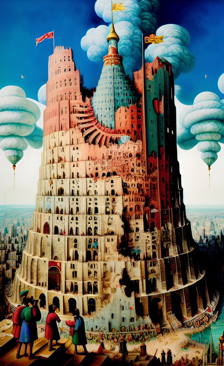 AlberichChilion's tweet photo. "And they said, Go to, let us build us a city and a tower, whose top may reach unto heaven; and let us make us a name, lest we be scattered abroad upon the face of the whole earth." - Genesis 11:4 Pt. 2 #Aiart #TheBible #AiArtwork #city #tower #Heaven #earth https://t.co/pxTuP36Cmg