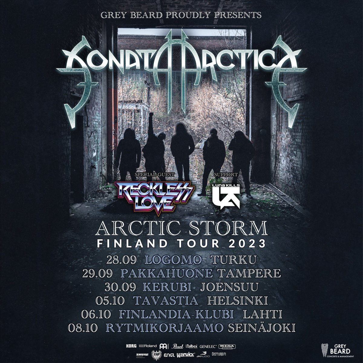 LUNA KILLS (@lunakillsband) on Twitter photo TOUR ALERT // We are so stoked to join <a href="/SonataArctica/">Sonata Arctica</a> on their Arctic Storm-tour this fall with special guests <a href="/RecklessLoveCom/">Reckless Love</a> 🖤 See the dates below and mark your calenders!
Presale starts on Friday 12.05.2023 at 9:00 am EEST.
#sonataarctica #recklesslove #lunakills TOUR ALERT // We are so stoked to join <a href="/SonataArctica/">Sonata Arctica</a> on their Arctic Storm-tour this fall with special guests <a href="/RecklessLoveCom/">Reckless Love</a> 🖤 See the dates below and mark your calenders!
Presale starts on Friday 12.05.2023 at 9:00 am EEST.
#sonataarctica #recklesslove #lunakills
