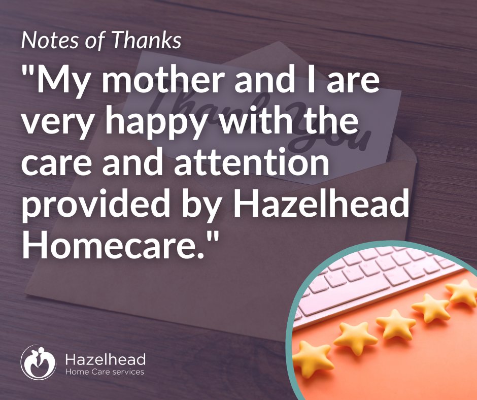 We received this lovely review via Homecare.co.uk - well done team👏 Interested in having your say? Visit our profile and leave us some feedback about the care we provide - bit.ly/42MJXtn✍️ #TeamHazelhead