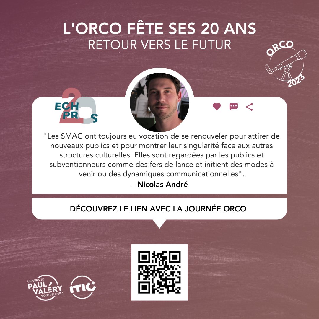 Zoom sur Nicolas André, responsable communication de la salle Paloma à Nîmes. Il a été interrogé dans le cadre de l'article « Les scènes musicales actuelles se transforment-elles en de nouveaux médias»
#Echos2Pros2023 #20ans #communication #journal #itic #montpellier #paulvaléry