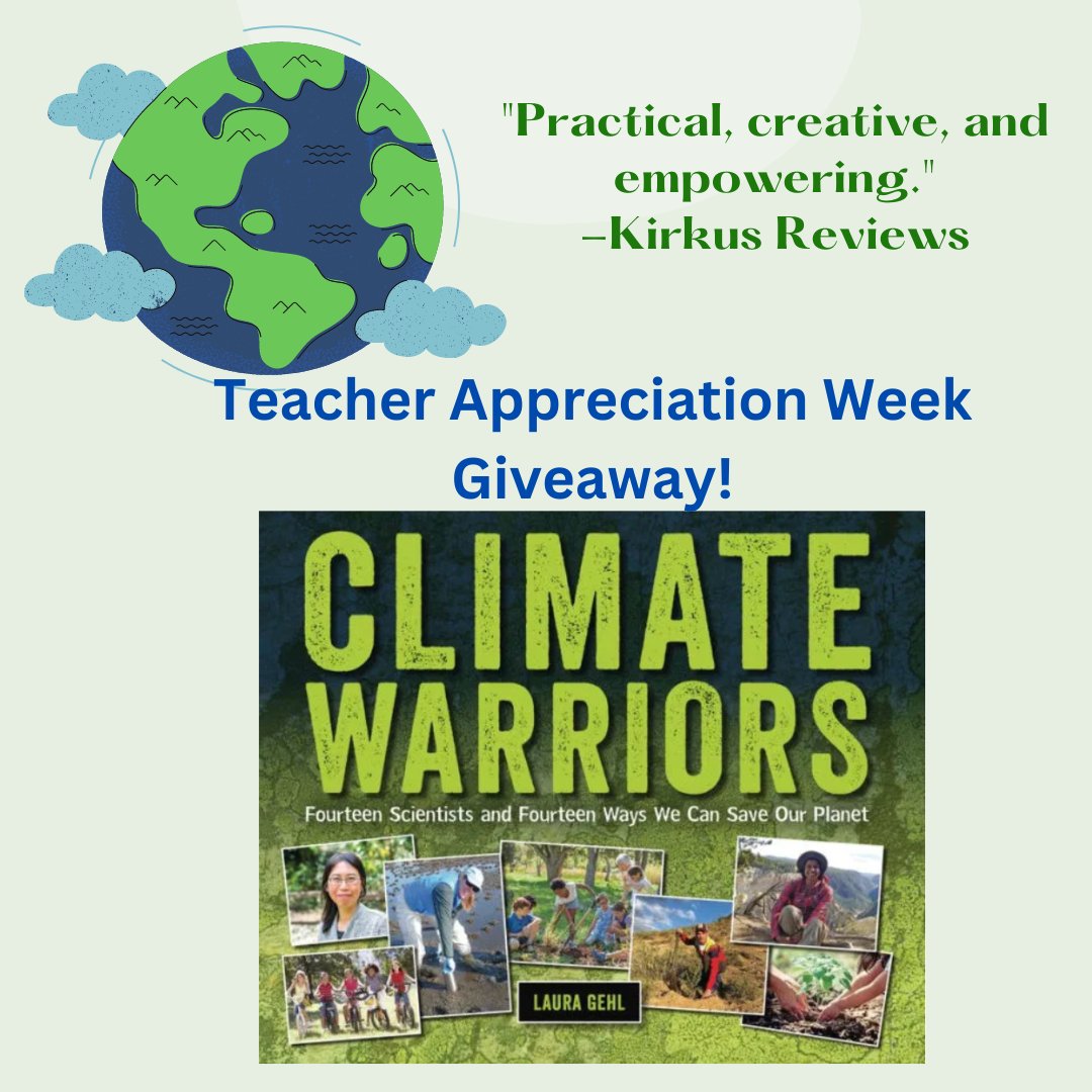 Story Jammers (@storyjammers) on Twitter photo Teacher Appreciation Week GIVEAWAY! Thank you, teachers! We are so grateful for you! We're giving away 3 copies of CLIMATE WARRIORS by <a href="/AuthorLauraGehl/">Laura Gehl</a> (for ages 8-14) to teachers/educators/librarians. To enter, RT and tag a teacher who might be interested by 5/12, US only! Teacher Appreciation Week GIVEAWAY! Thank you, teachers! We are so grateful for you! We're giving away 3 copies of CLIMATE WARRIORS by <a href="/AuthorLauraGehl/">Laura Gehl</a> (for ages 8-14) to teachers/educators/librarians. To enter, RT and tag a teacher who might be interested by 5/12, US only!