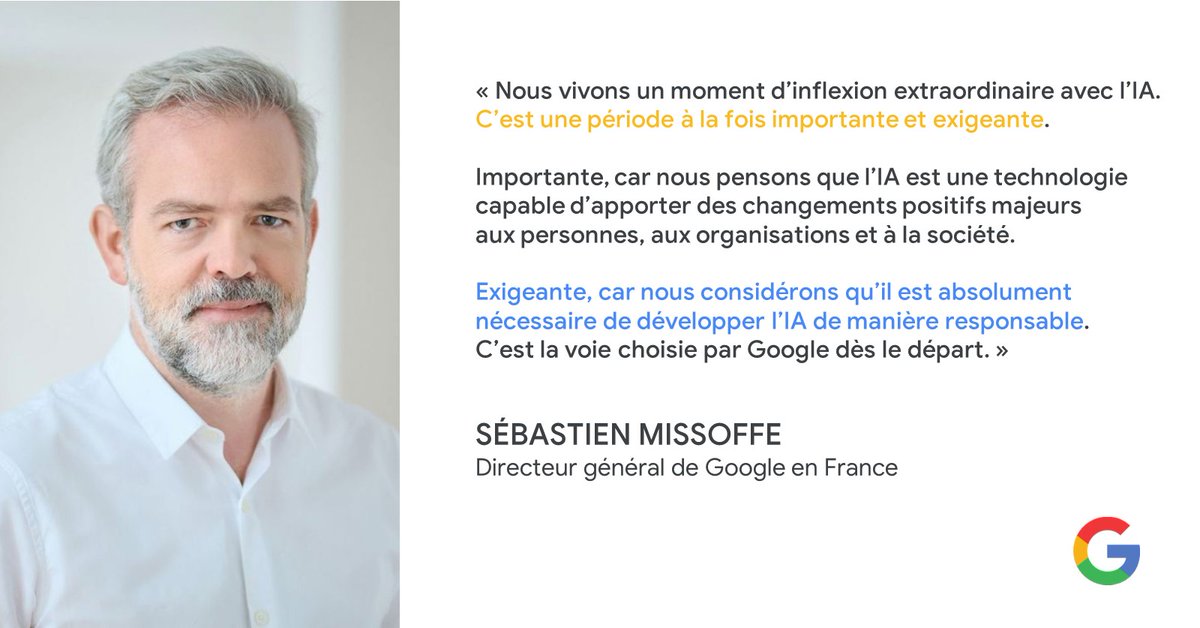 agenceocyane's tweet photo. TWGoogleFR: RT @GoogleEnFrance: A l'occasion de #GoogleIO, @SebMissoffe, DG de Google en 🇫🇷, rappelle pourquoi le moment d'inflexion actuel avec l'#IA est une période à la fois importante et exigeante https://t.co/zcVuyRH2sH
