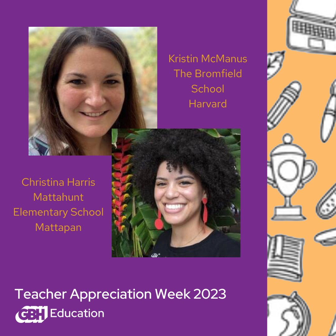 gbheducation's tweet image. We appreciate Kristin and Christina, two Educator Ambassadors in our current cohort. Among other work with us, they are currently co-developing webinars on using #PBSLearningMedia resources that will be offered this summer. #TeacherAppreciation @MattahuntBPS @bromfieldschool