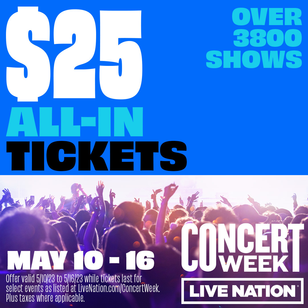 Concert Week kicks off today and that means you can get tickets to Hank Williams Jr.’s upcoming shows for $25 all-in (while supplies last).  Now thru Tues, May 16th, head to LiveNation.com/ConcertWeek for details. Bocephus can't wait to see you on the road.