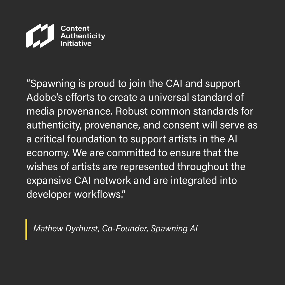 Welcoming the newest CAI members: Universal Music Group (<a href="/UMG/">Universal Music Group</a>), Stability AI (<a href="/StabilityAI/">Stability AI</a>) and Spawning AI (<a href="/spawning_/">Spawning</a>)! An open community, flexible technology and provenance are core to the CAI’s mission. 

We're celebrating more than 1,000 community members and our newest