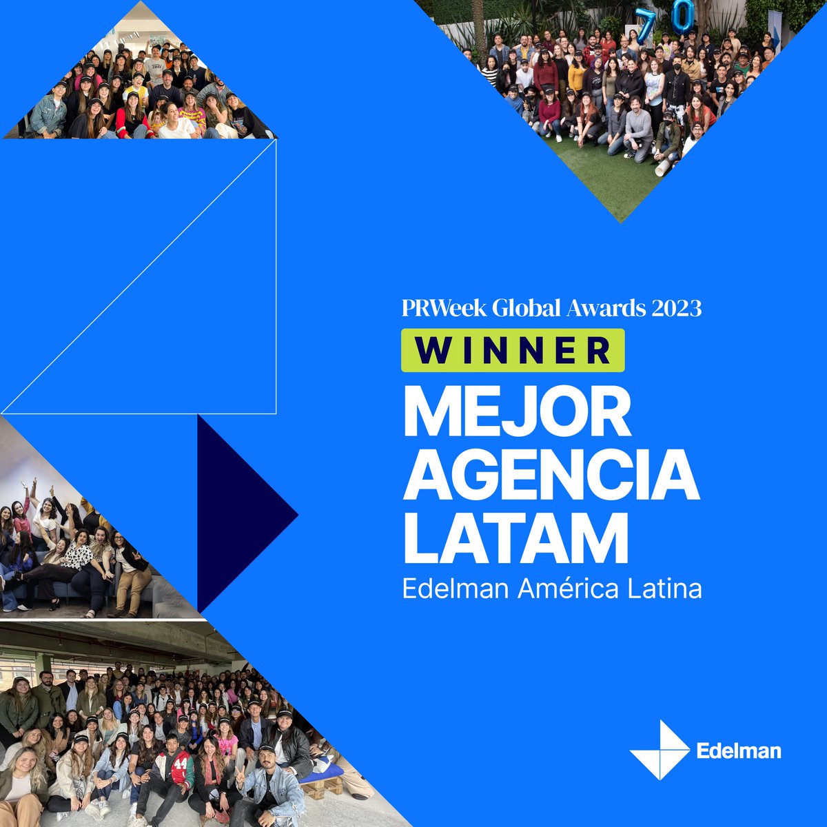 EdelmanCol's tweet photo. Fuimos seleccionados como Mejor Agencia LATAM en los @PRWeekGlobal 2023, uno de los reconocimientos más prestigiosos de nuestra industria.  ¡Gracias @PRWeekUS por este increíble reconocimiento! Conoce más sobre los premios en https://t.co/Hqg3IXjOSV #PrWeekGlobal https://t.co/wevPWHoQe0