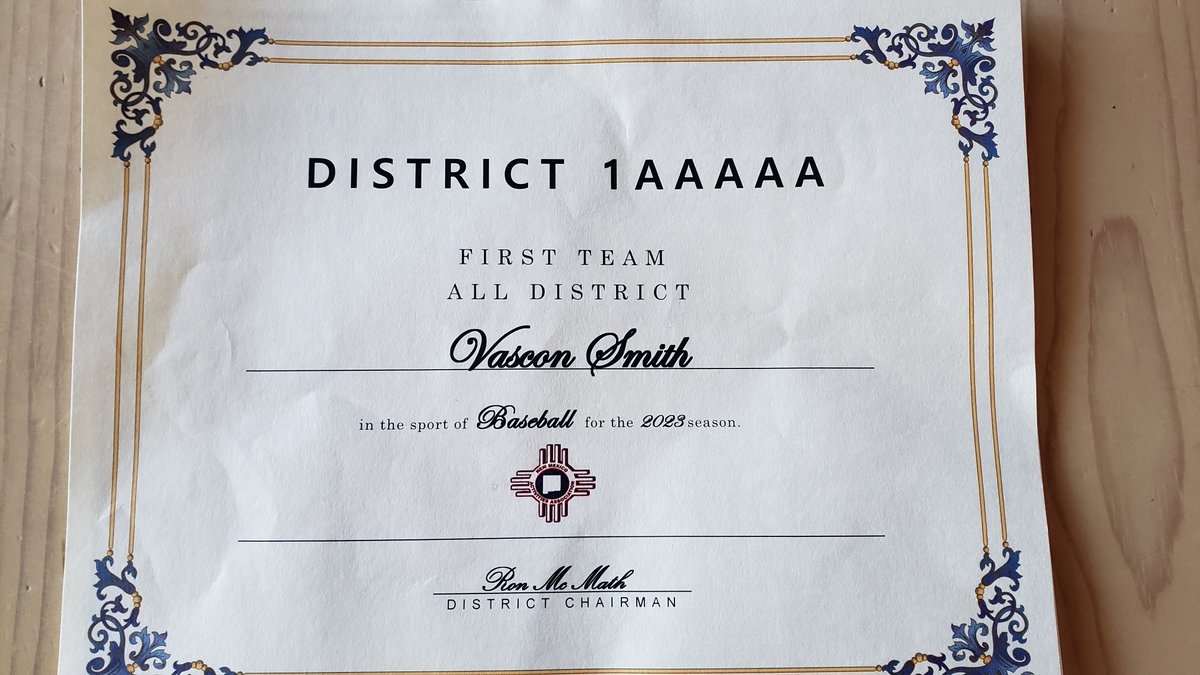 Smithboysplay's tweet photo. The last year of HS coming to an end.  Varsity football and baseball under his belt. Vascon @smithvascon hits a towering bomb in 1st round of 5A state playoffs.  Thank you District 1 5A coaches for selecting Vascon to D1 First Team and co-Player of the Year shared with a pitcher. https://t.co/lewxVvJx9n