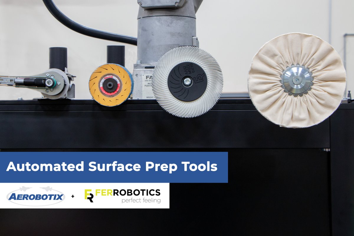 Aerobotix_'s tweet photo. Aerobotix and #FerRobotics are changing the aerospace industry by delivering an automated surface prep system using @FANUCAmerica robots. Stop by our booth on May 22 through the 25th at @a3automate @AutomateShow  2023, Booth #3813. https://t.co/WXqrwHEG6B