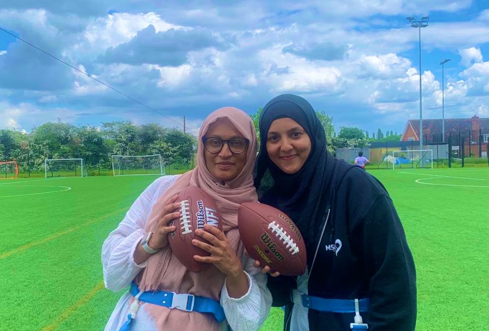 MuslimahAsso's tweet photo. A great training session for Noorjahan and Shmaila who are now qualified to deliver @NFLUK Flag sessions
Thank you to @BeyondSport for the opportunity - we canโt wait to get started!
#workforce #diversity #RepresentationMatters #newopportunities #increasingaccessibility https://t.co/nUg8g4uJZW