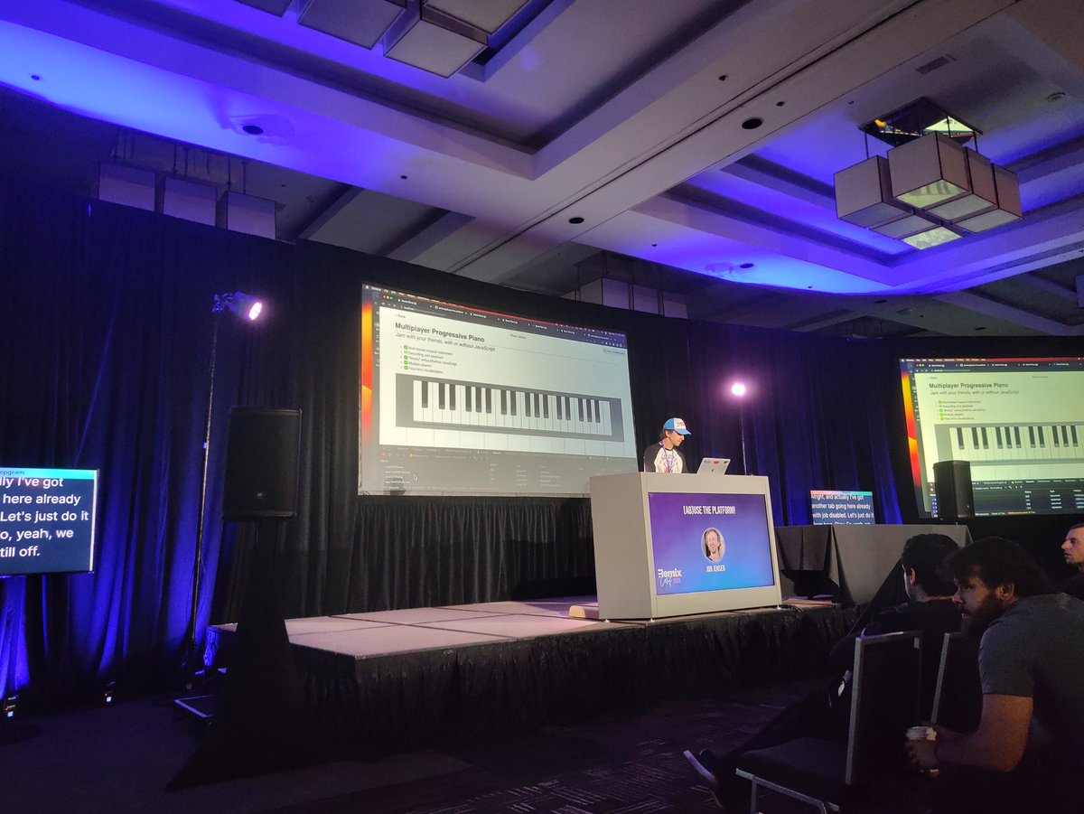 It's possible to go pretty far with the web platform! Streaming, multiplayer, and more - it even works without JS 🤯 #RemixConf <a href="/remix_run/">Remix 💿</a> awesome demo by <a href="/jenseng/">Jon Jensen @jenseng@hachyderm.io</a>