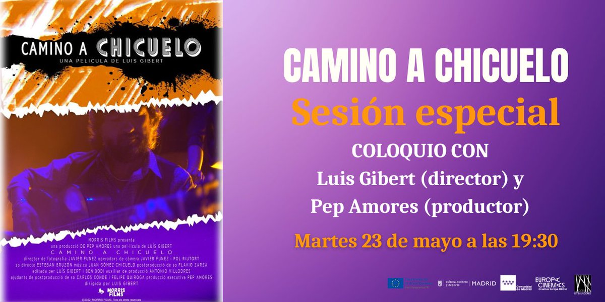 El próximo 23 de mayo #Flamenco en #CinesEmbajadores
Proyección especial, única y exclusiva del documental #CaminoAChicuelo con coloquio posterior con director, productor y SORPRESA, el mismo #Chicuelo nos acompañará telemáticamente.
Entradas: reservaentradas.com/entrada/madrid…