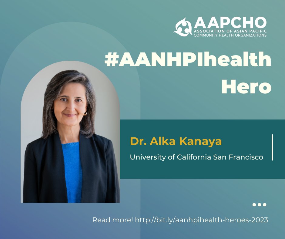 AAPCHOtweets's tweet photo. Meet Dr. Alka Kanaya, an #AANHPIhealth Hero!
As a Clinical Investigator at @UCSF, Dr. Kanaya+her research team works to shine a light on AA communities.
Learn more about her work at: https://t.co/YGXkiQDwww
#AANHPI #APAHM #APAHM2023 #AAPI2023 https://t.co/Yp7RnQbk5O