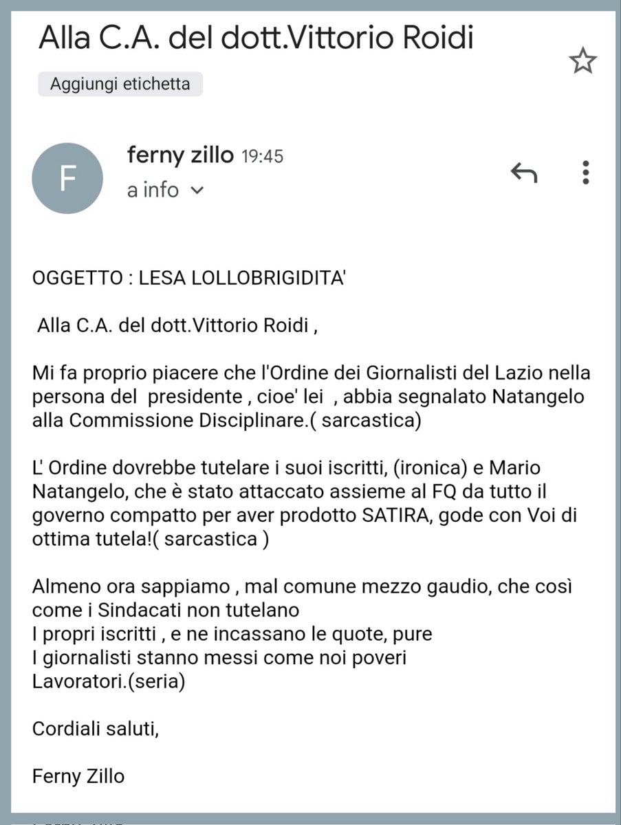 FernyZJoy's tweet photo. Scrivete all'ordine dei giornalisti.
Testo delle 2 email nell'immagine, all email del dott. Bartoli allegate la 4 immagine.
E-mail: info@odg.roma.it
PEC: odglazio@cert.odg.roma.it
DISCIPLINA: disciplina@cert.odg.roma.ii https://t.co/ZCOEOibPVc
