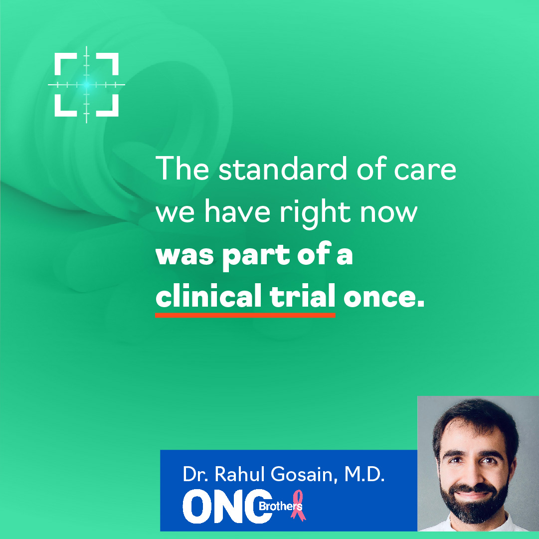 The standard of care we have right now was part of a clinical trial once. - Dr. Rahul Gosain, M.D.

Watch the full video with the @oncbrothers.
youtu.be/-fSZX3h0c3w

#communityoncology #cancer #oncbrothers #MedTwitter #OncTwitter