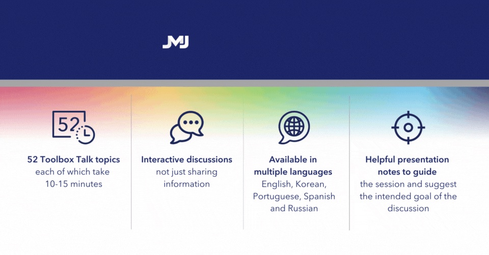 JMJ_Consultants's tweet image. At JMJ, we believe that safety at work is a fundamental right. That&apos;s why we&apos;re offering our new Toolbox Talks app for free. It offers 52 safety topics and is available in five languages. Download it today! hubs.la/Q01NQTK10 #workplacesafety #toolboxtalks