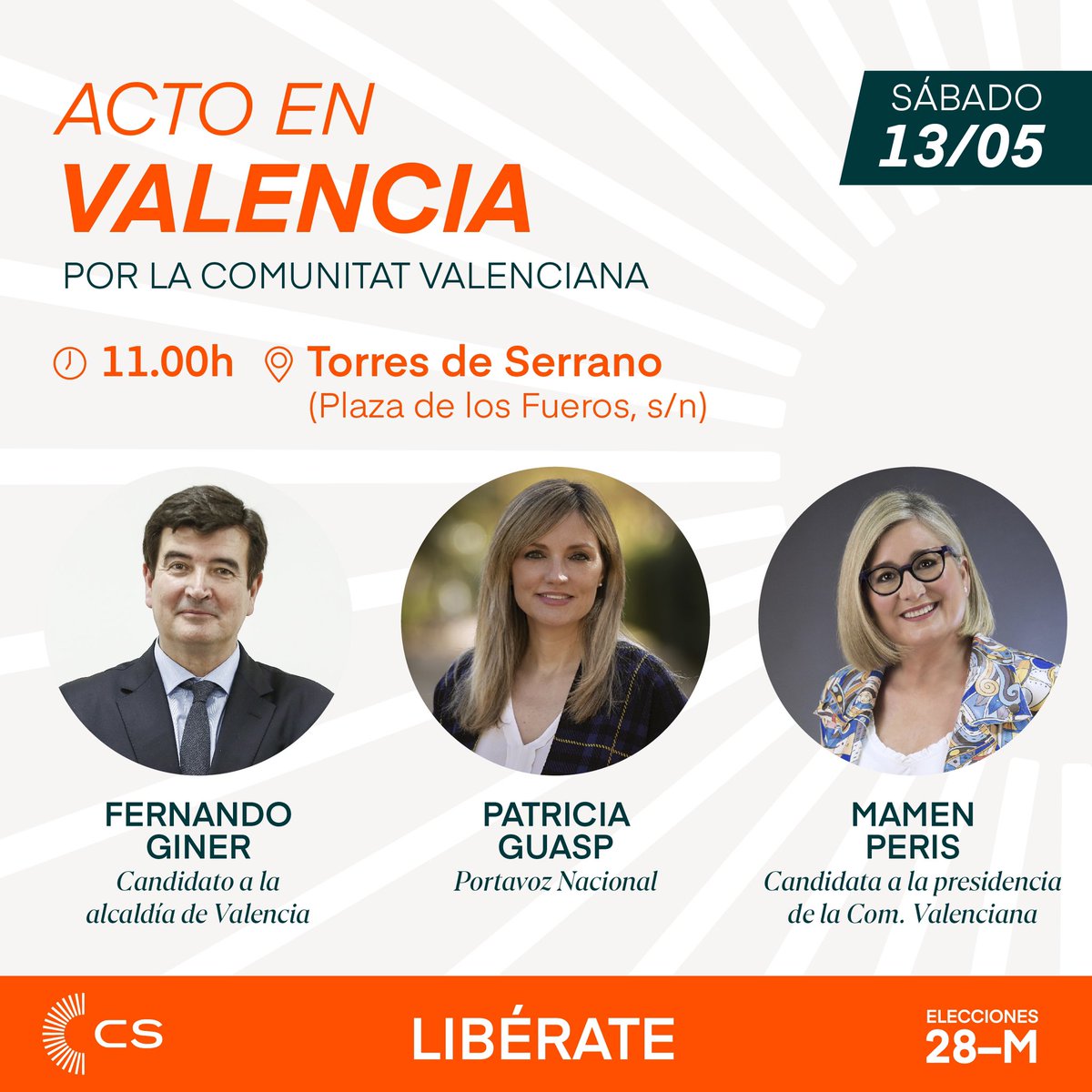 Este sábado, <a href="/PatriciaGuaspB/">Patricia Guasp</a>, <a href="/mamenperis/">Mamen Peris</a> y <a href="/Fginer/">Fernando Giner 🇪🇸</a> te esperan en Valencia. 

Ven y conoce todas las propuestas que tenemos para mejorar la vida de las familias.

Vamos a transformar España y lo haremos #PorLosTuyos. ¡Contamos contigo! ciudadanos-cs.org/c/2023/05/acto…