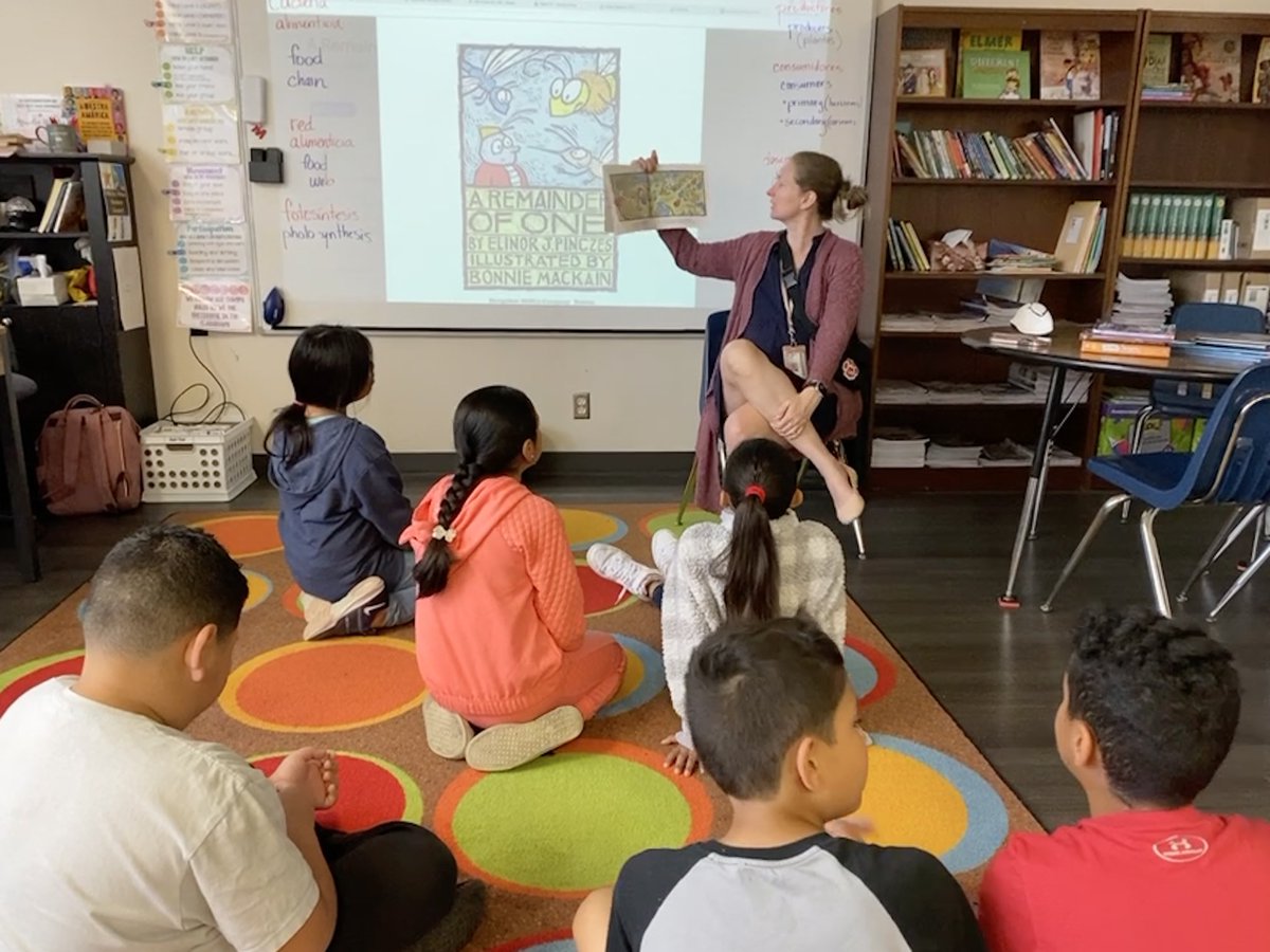 This 4th grade class worked so hard showing off what they have learned this year on STAAR Math yesterday. For math today we read aloud a book called A Remainder Of One. Math concepts, like divisibility, are in literature too! #RISD_Soar #RISDLitAndInt #RISDBelieves 📘📚✈️