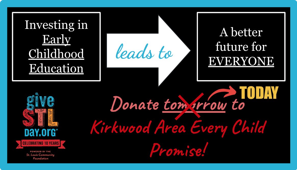 KAEChP's tweet photo. Donate now! You might be asking yourself, “why should I invest in preschool for Kirkwood families when I don’t live in Kirkwood?”
Help Kirkwood’s model succeed and spread success to your community!
Visit our page https://t.co/gZjC6r1CJW https://t.co/dGi3XrFA9v