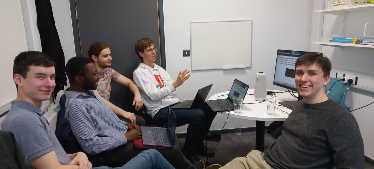 Us representing #TeamCIUK right after the final interview of the #ISC23_SCC. We thank  @ISChpc for organizing an exiting competition, <a href="/UniFAU/">FAU Erlangen-Nbg</a> and <a href="/psc_live/">PSC</a> for compute resources, and the developers of <a href="/QuantumESPRESSO/">Quantum ESPRESSO</a>, POT3D (<a href="/predsci/">Predictive Science Inc.</a>) and FluTAS (<a href="/INFN_/">INFN</a>) for their support.