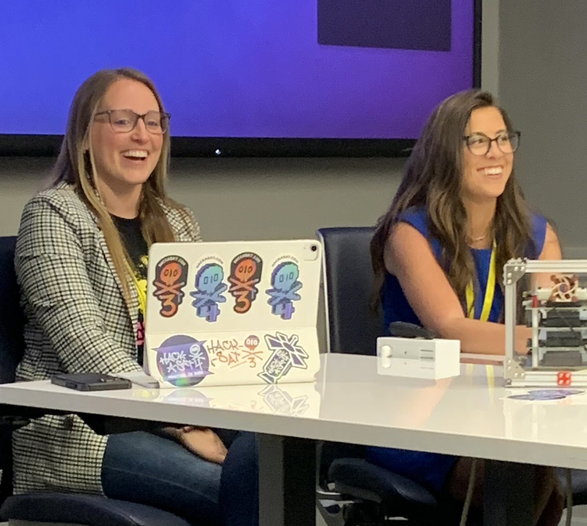 The happiest duo at #HacktheCapitol!
@KaylinTrychon & @RachelMann7465 sharing the history of @hack_a_sat & the #AerospaceVillage. 

@SecureAerospace 
@ICS_Village