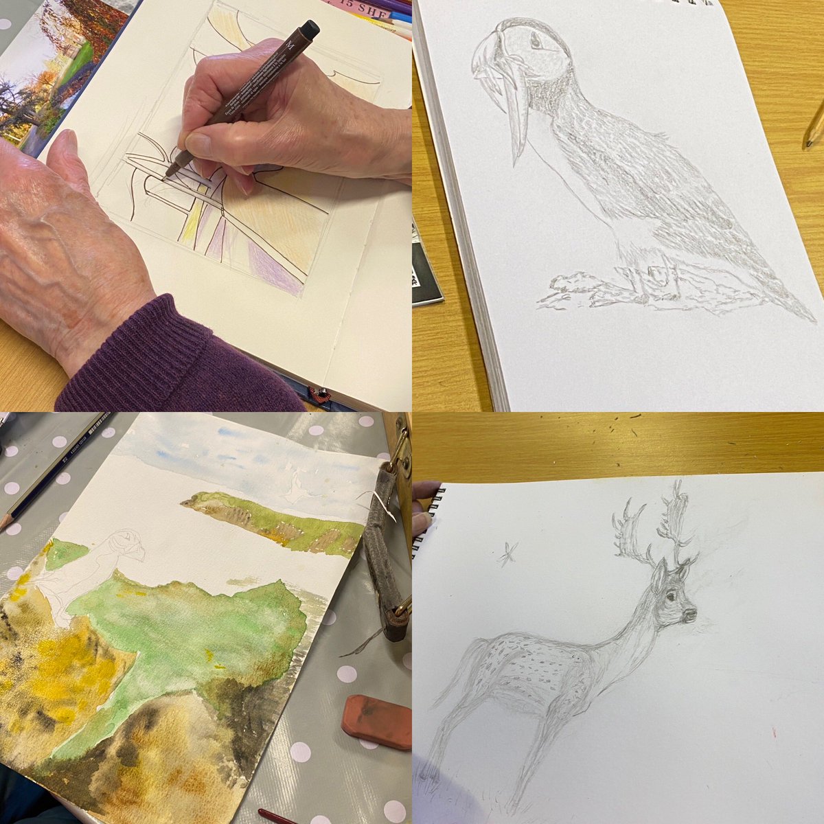 A busy evening! So much art work produced