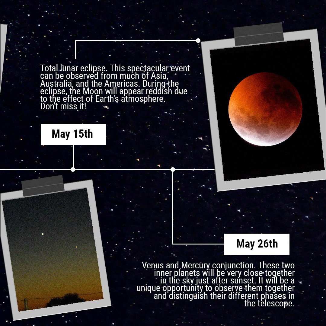 DereumLabs's tweet image. Get ready for a month filled with celestial wonders! Discover what the universe has in store for us in the May 2023 astronomical calendar 🌟🚀🌌 

You can find this and more in the Dereum Labs community. Register! 👉 dereumlabs.com/global/global-…

#DereumLabs #ExploringSpace