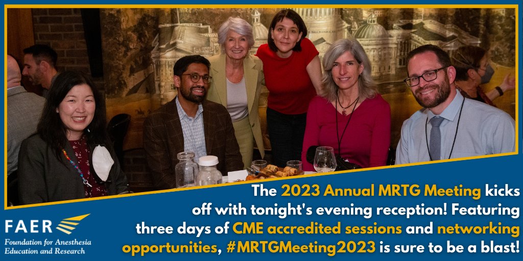 #MRTGMeeting2023 is finally here! 🥳🥳🥳 So excited for such an incredible gathering of scientific minds. Kicking things off with an evening reception tonight, keep an eye on the FAER feed for posts highlighting this year’s meeting! #Research #TheFutureIsFAER #FAERgrantees