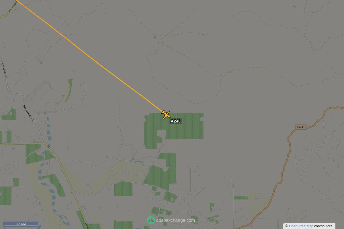 ffoverhead's tweet image. CalFire aircraft #N421DF callsign #A240 (a V10) was spotted near San Luis Obispo County, CA at approx 18:17 UTC squawking 1255 globe.adsbexchange.com/?icao=a4ffa7&amp;amp;z… #CalFire