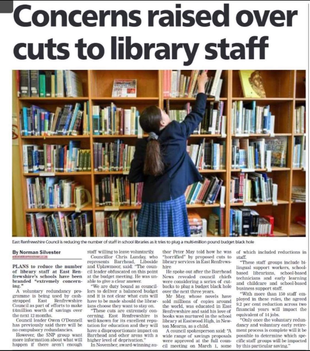 Here we see the fruits of the controlling Labour/Tory coalition in #EastRenfrewshire with their irresponsible budget laying-off valuable Education staff and damaging prospects for our children.
#VoteLabourGetTory