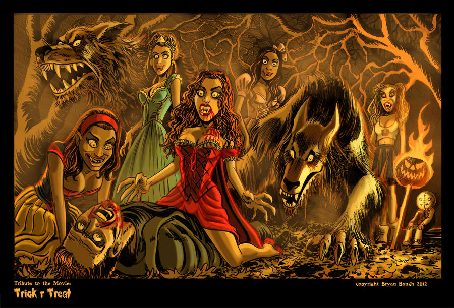 I'm on a Little Red Riding Hood roll, Weirdos, with this super surprising (and surprisingly sexy) scene rendered by superstar <a href="/BryanBaugh/">Bryan Baugh</a> and inspired by the film, "Trick 'r' Treat." #WerewolfMovies #WerewolfArt #WerewolfWednesday #Werewolf