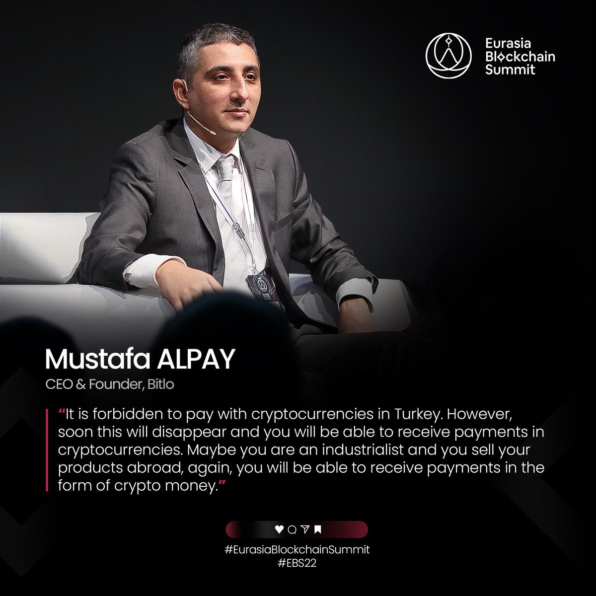 BlokchainSummit's tweet photo. @alpaymustafa,Founder & CEO, Bitlo, shared his valuable thoughts with us on the first day of #EBS22.
#EurasiaBlockchainSummit #NFT #blockchain #blockchainconference #DeFi #metaverse #crytpcurrencies https://t.co/DDlBizfYlz