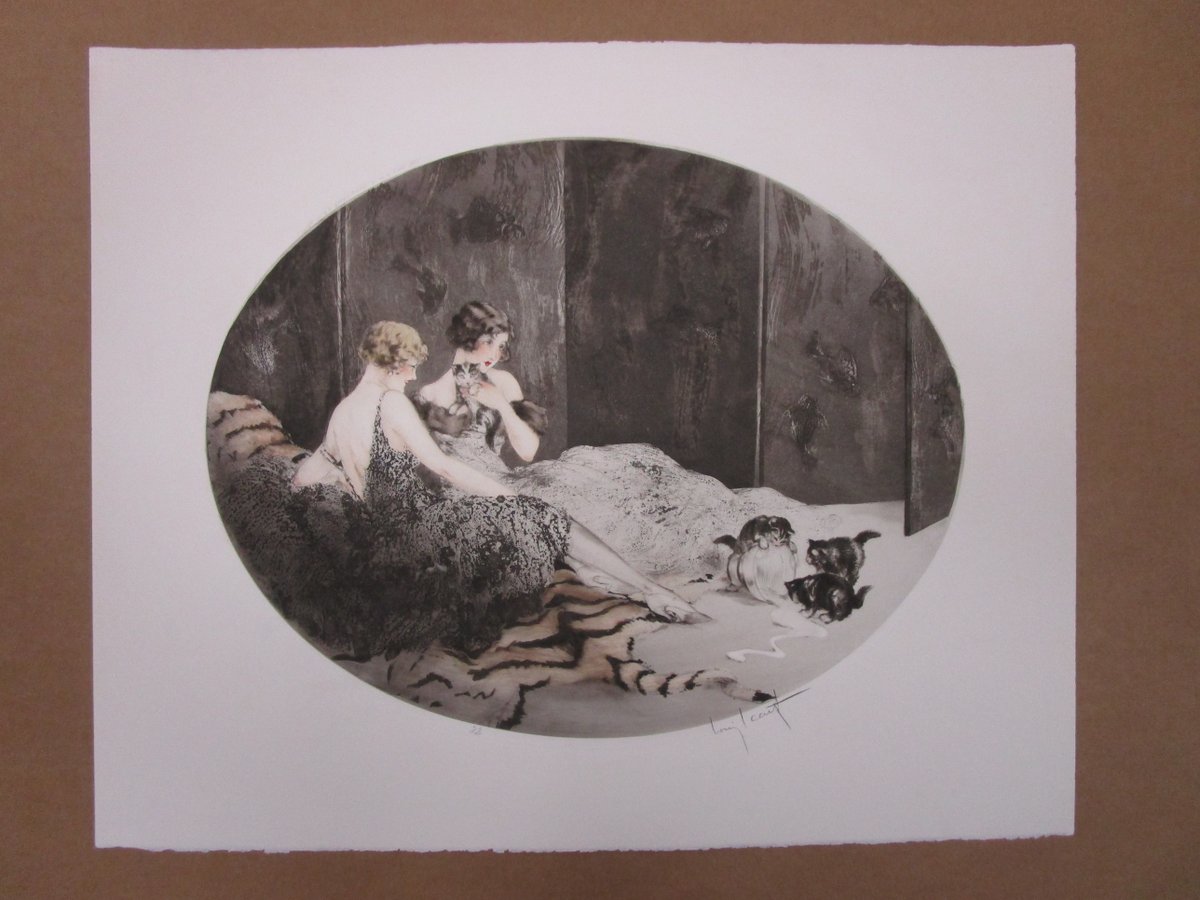 ACAPaper's tweet image. Look at how ✨ magnifique ✨ this lithograph restoration is! 

This drawing was stain-cleaned, had the adhesive residue reduced, and was deacidified, pressed, and retouched as necessary. 

#ACAPaper #ArtRestoration #PaperRestoration #Lithograph #ArtRestoration #BeforeAndAfter