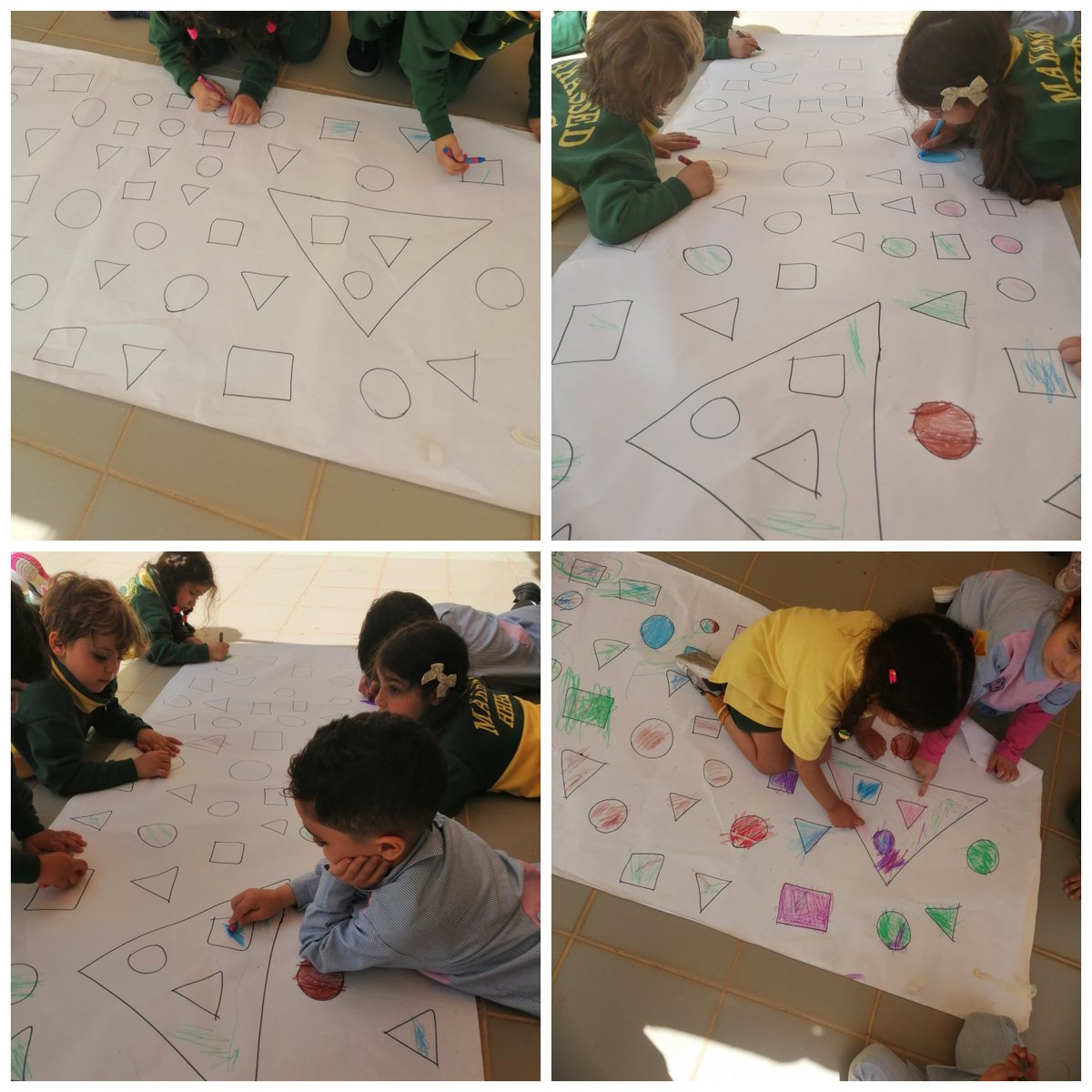 yaman_dima's tweet photo. KG1 C hunted for shapes and colors on a big construction paper. Our groups of learners enjoyed this activity so much!💜 
@tbaassiri @reem_lutfi @sashgh @Hhhsinfo @MaryamBaghdadi_ https://t.co/tGeUaeD3u8