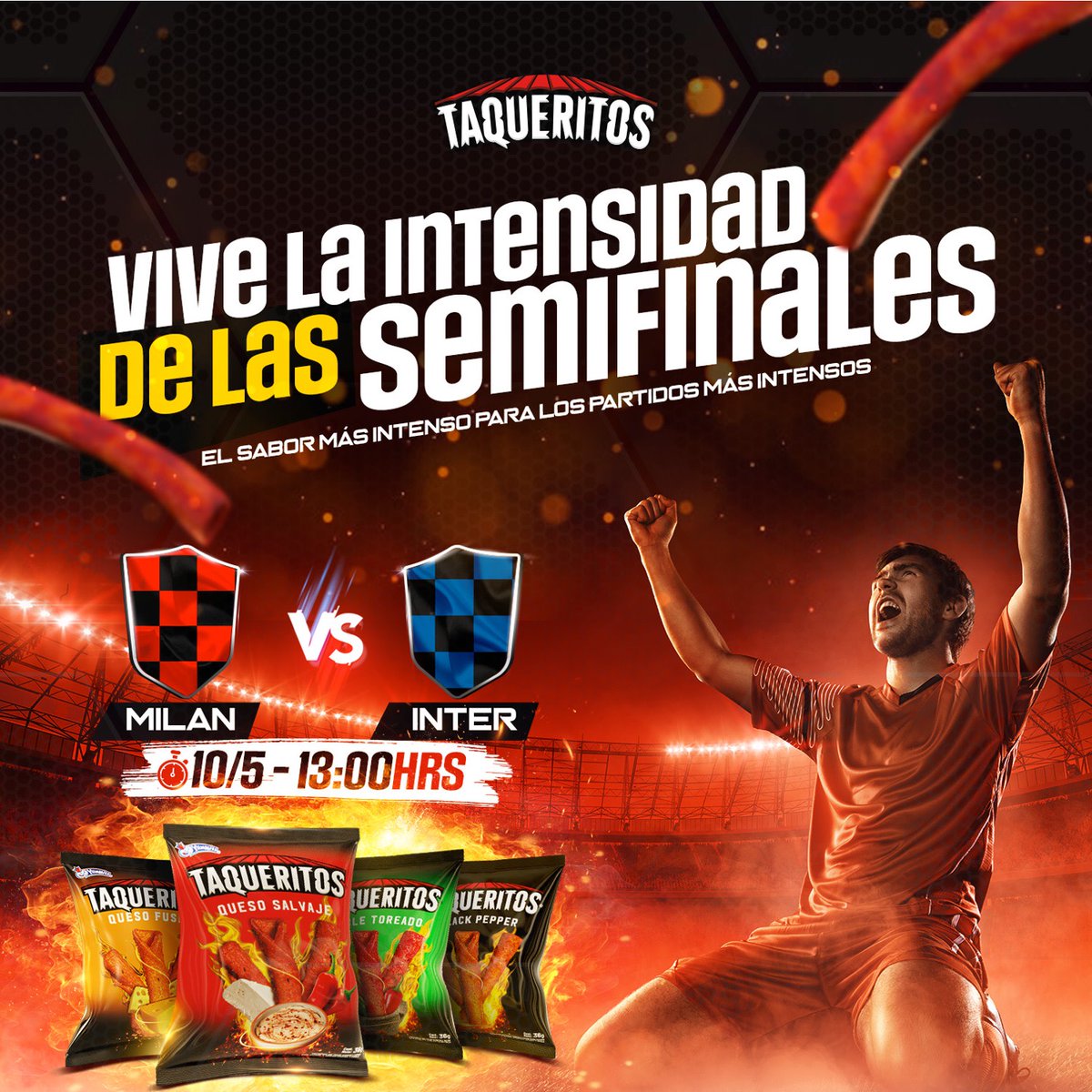 SnacksYummies's tweet photo. Estas semifinales solo se pueden vivir junto al sabor MÁS 🔥INTENSO, el sabor de tus #Taqueritos 🌋 https://t.co/k4sEf6vLVu