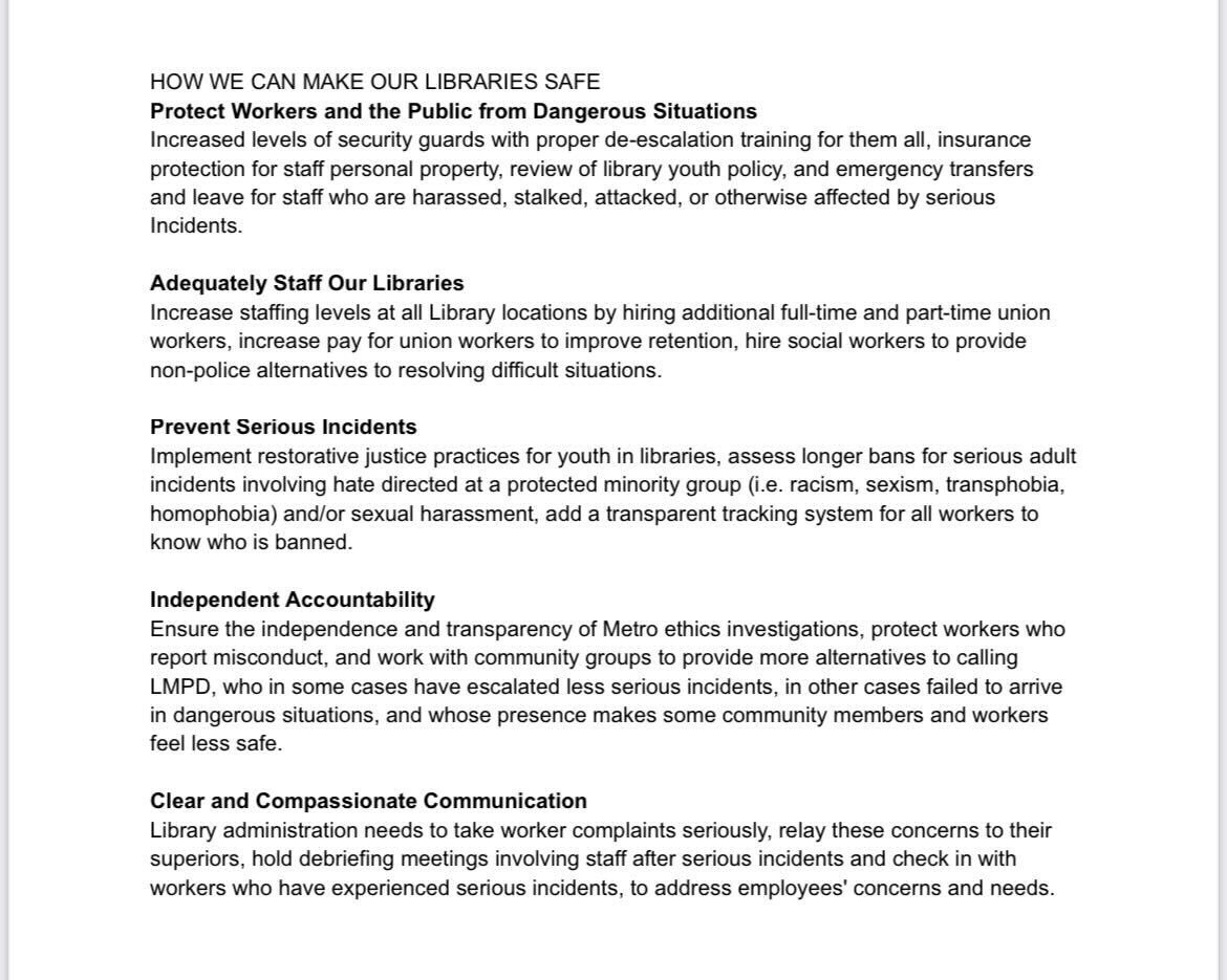 LFPLUnion's tweet photo. Statement on safety in libraries: https://t.co/SAw0OWyOVD