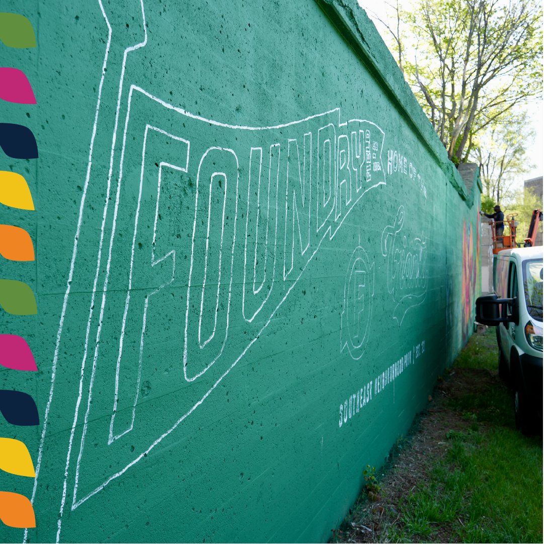 Institute for Social Concerns, Notre Dame (@socialconcerns) on Twitter photo Denver-based artist, innovator, and educator Thomas "Detour" Evans has begun work on a mural at <a href="/FoundryField/">Foundry Field</a> telling the story of the Studebaker Foundry Giants.
See the mural up close at the Foundry Field groundbreaking, Friday, May 12 at 4pm at Southeast Neighborhood Park. Denver-based artist, innovator, and educator Thomas "Detour" Evans has begun work on a mural at <a href="/FoundryField/">Foundry Field</a> telling the story of the Studebaker Foundry Giants.
See the mural up close at the Foundry Field groundbreaking, Friday, May 12 at 4pm at Southeast Neighborhood Park.