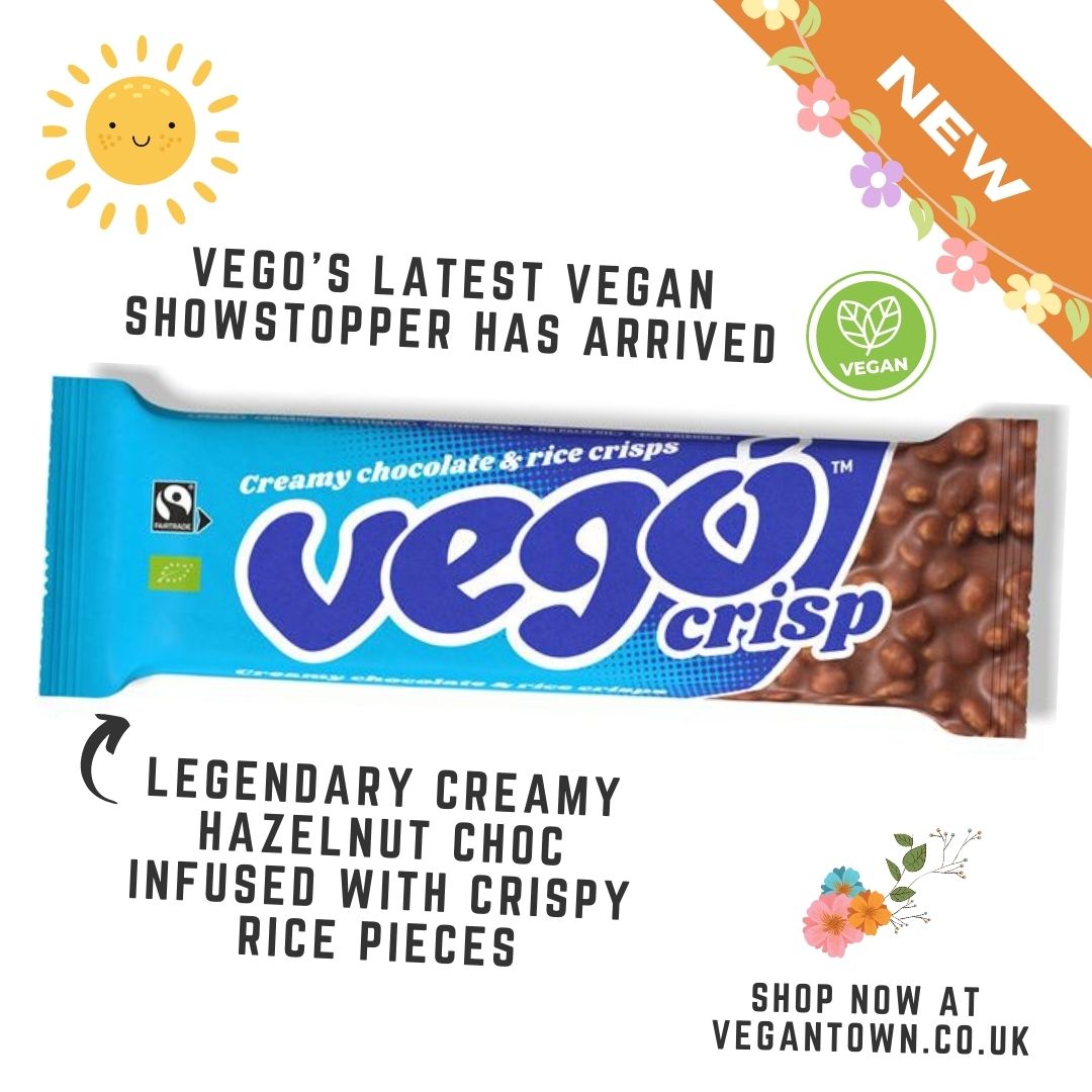 VEGO CRISP now at vegantown.co.uk -- Vego are back with a new showstopper of a chocolate bar. 😍 They've paired their legendary #vegan hazelnut chocolate with delicious crispy rice pieces for a truly moreish treat that's got to be tried! #veganfood