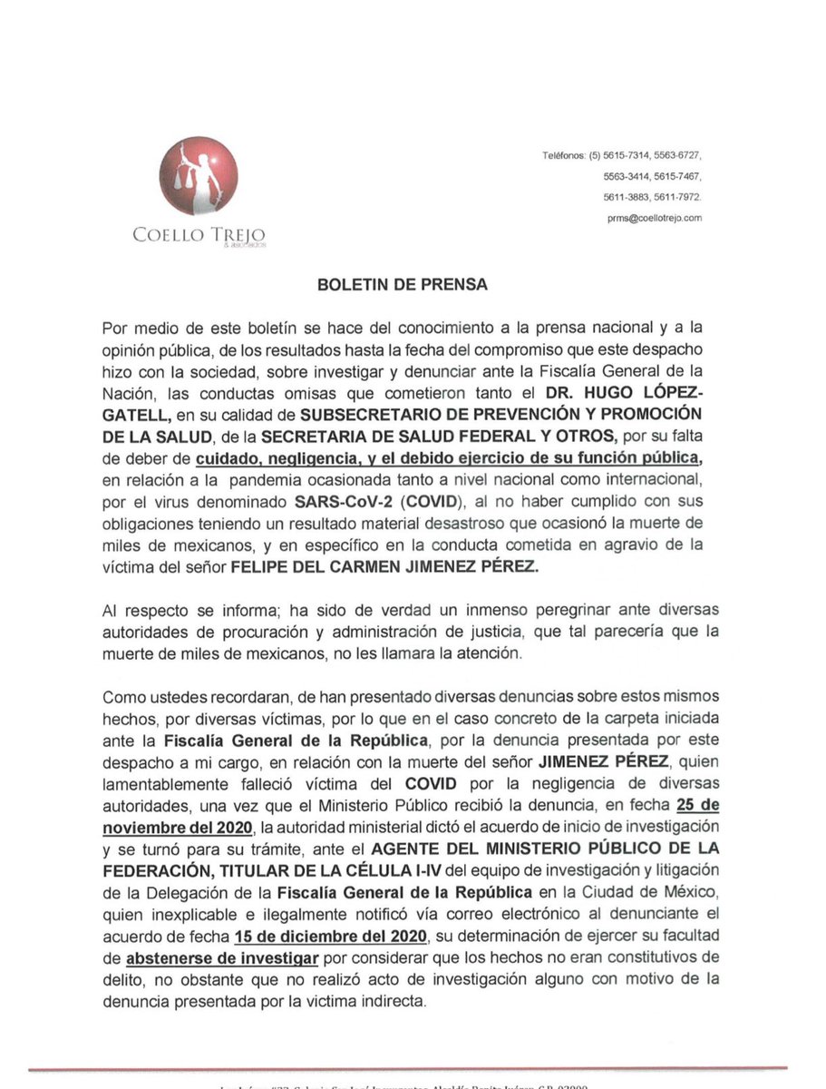 azucenau's tweet photo. #ALMOMENTO | Un juez instruyó al ministerio público investigar a fondo el actuar del subsecretario Hugo López Gatell, como encargado de la emergencia sanitaria por #COVID19 en #México, debido a las omisiones en las habría incurrido el funcionario, durante la pandemia https://t.co/JmqCc9oo1i