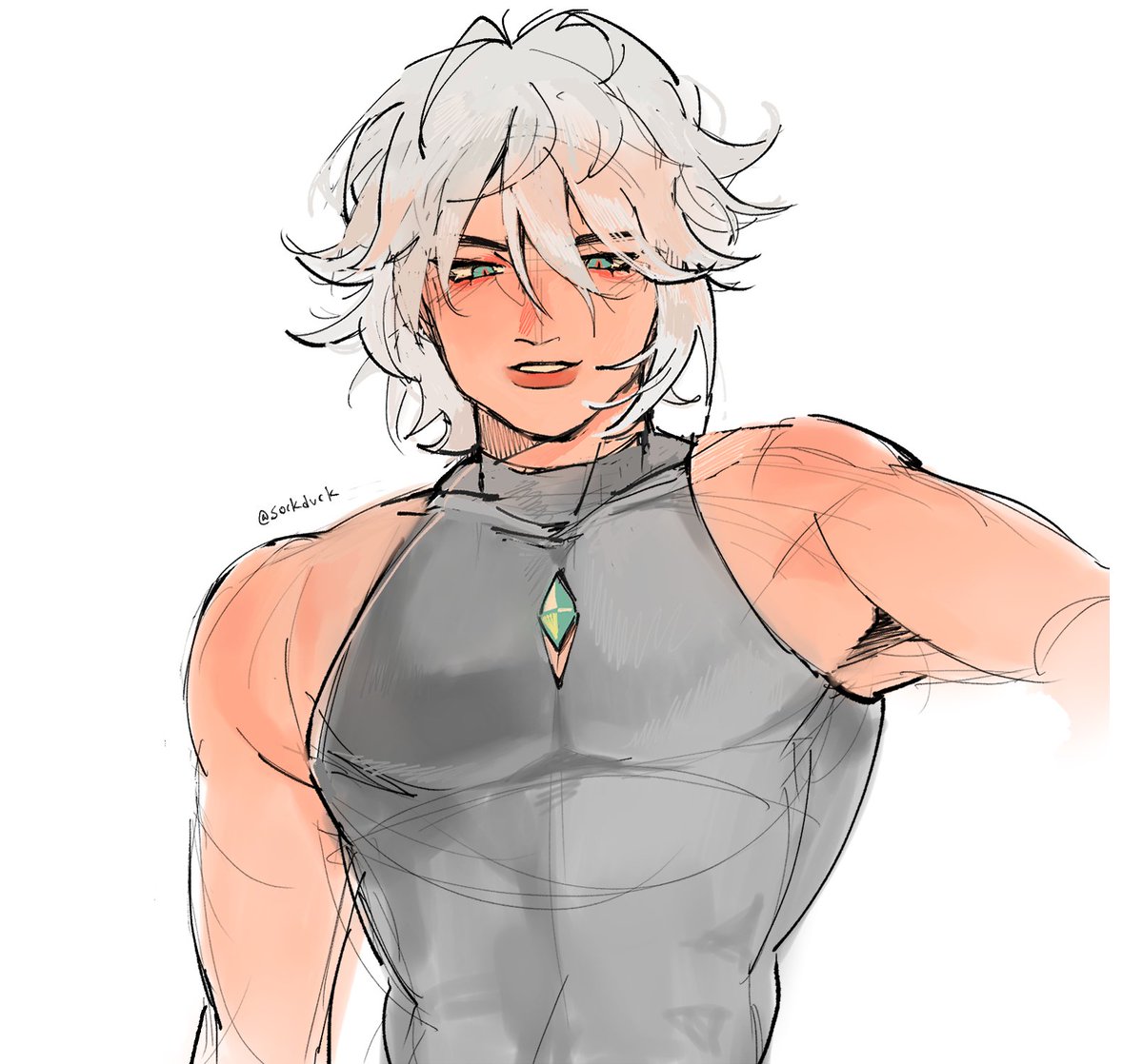 s0ckduck's tweet photo. Had to draw Alhaitham next I couldn't leave his bf alone https://t.co/huW1arNjTM