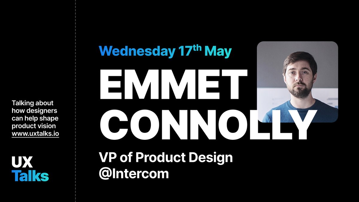 Next week! Join us for a talk from Emmet Connolly VP of Product Design @intercom we'll be talking about how designers can shape product vision, more details and sign up here: meetup.com/ux-talks/event…