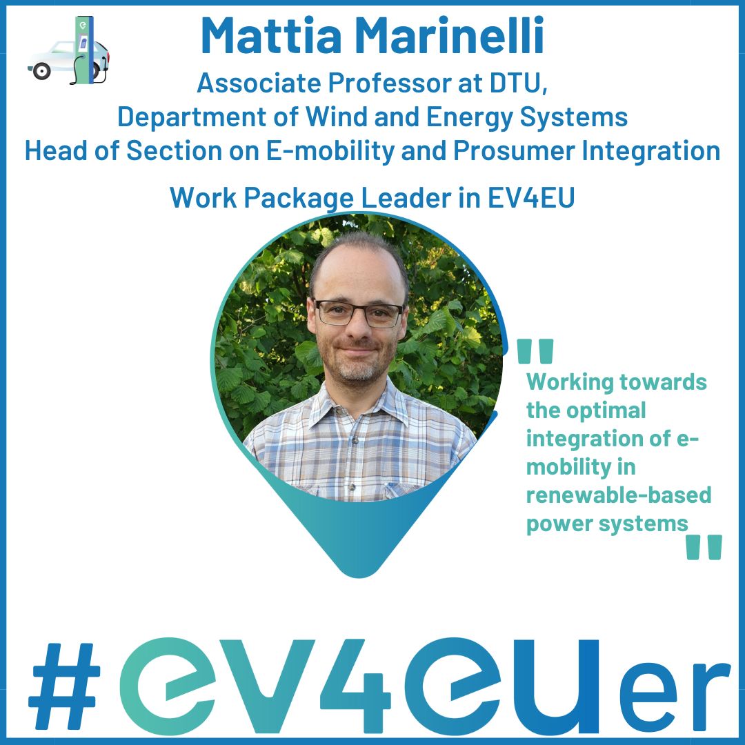 Meet the #EV4EU Team!

Today we introduce Mattia Marinelli, a #EV4EUer Work Package Leader, Head of Section on E-mobility and Prosumer Integration and Associate Professor at @DtuWind  - Technical University of Denmark, Denmark.

#team #ElectricVehicles #innovation #V2X #denmark