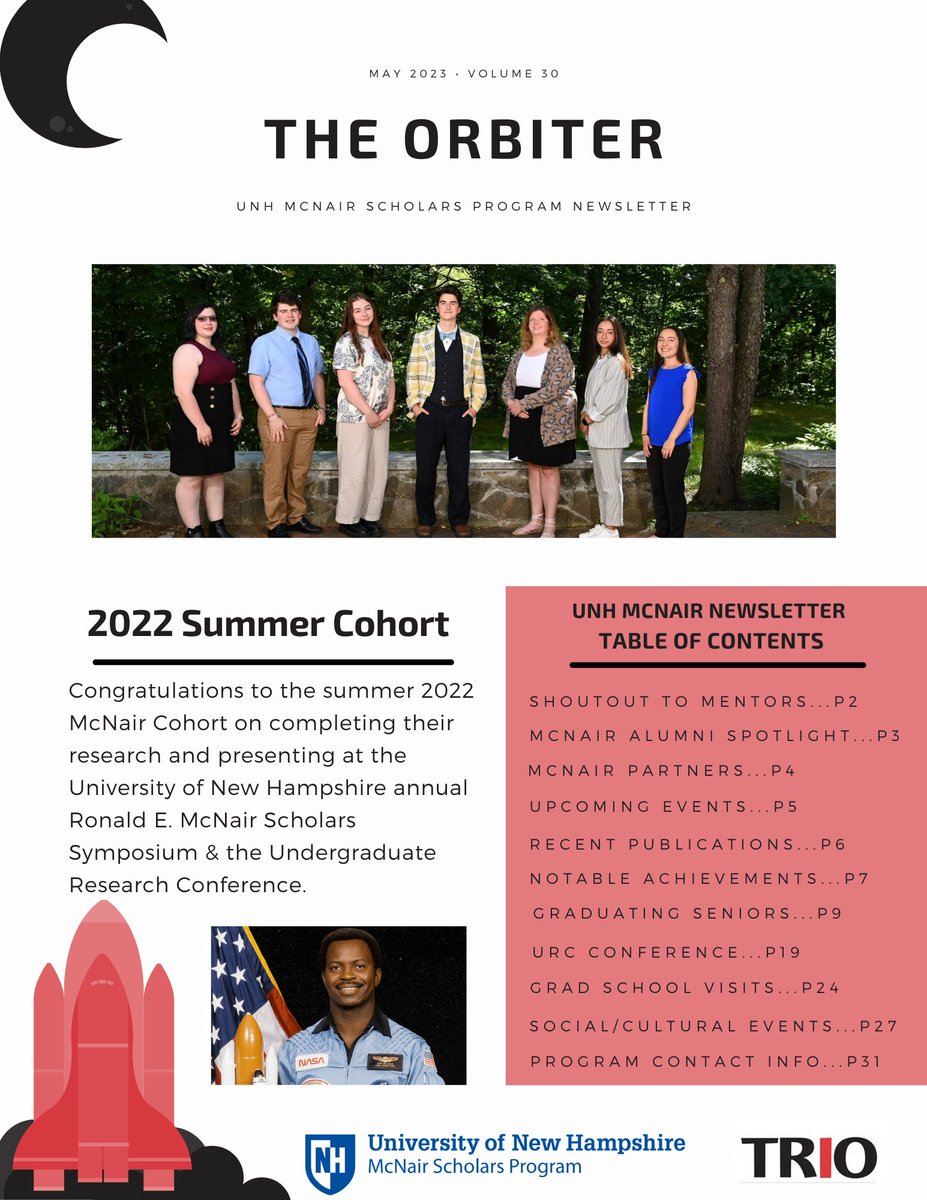 The Spring 2023 edition of The Orbiter is now live! Check out what our scholars have been up to this past year. We are so proud of all of their accomplishments! 😄🙌💛👏
unh.edu/student-succes…