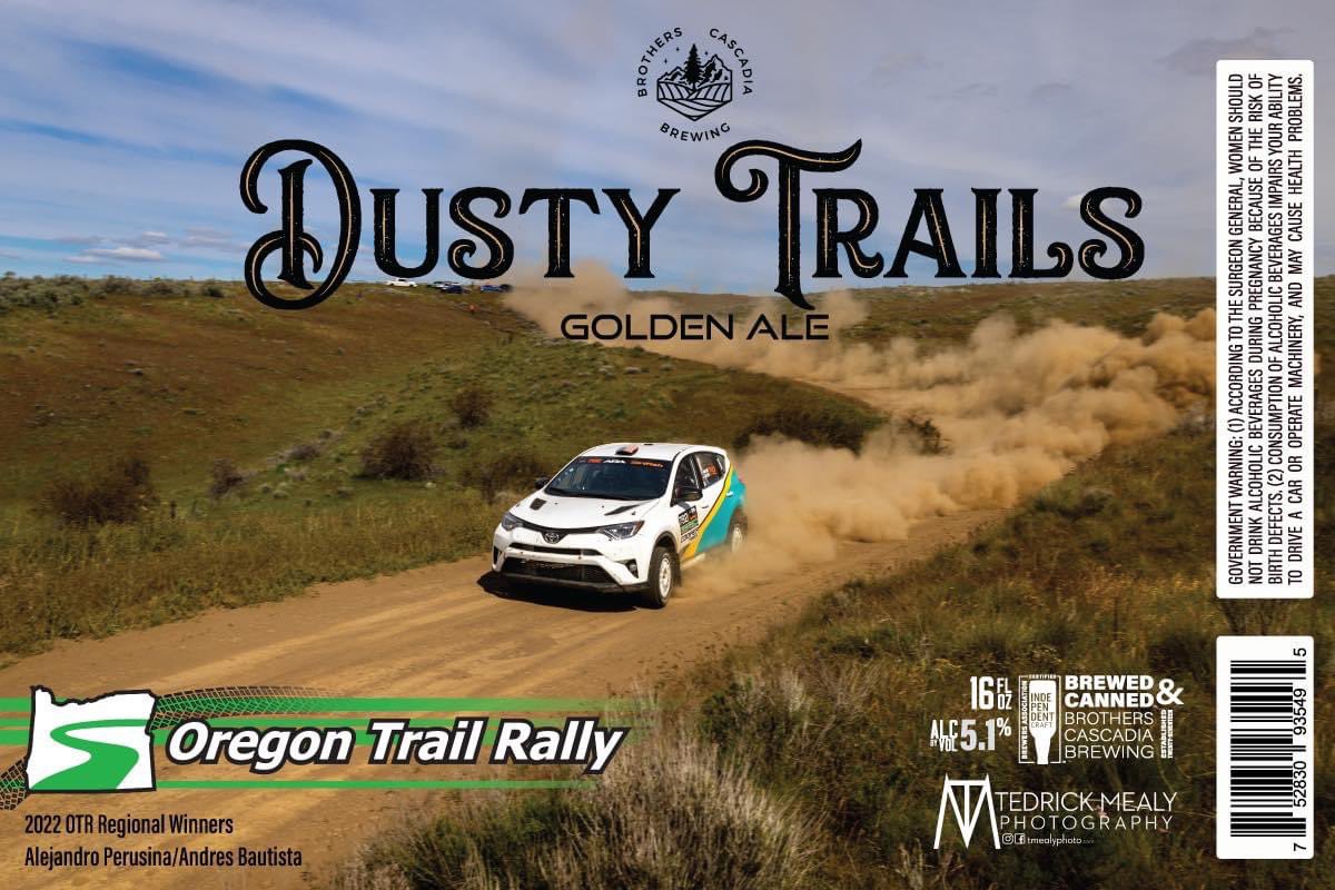 OregonTrailRly's tweet image. Our @OregonTrailRly official beer is now available at @BCascadia in Vancouver! 

Dusty Trails Golden Ale featuring last year’s winners of our regional rally &amp;amp; photo by @tedrickmealy!

@ARA_Rally @DirtFishRally #ararally #oregontrailrally