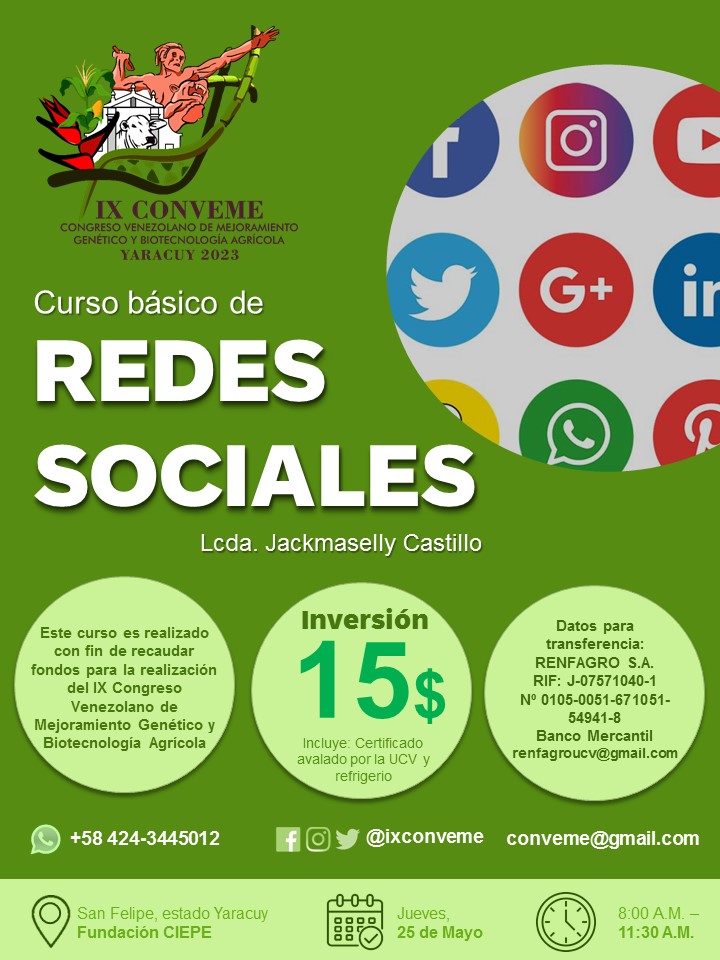 ixconveme's tweet photo. Te invitamos a participar en el curso básico pre-congreso "Redes sociales" , dictado por la Lcda. Jackmaselly Castillo, el día jueves 25 de Mayo del 2023. https://t.co/haMxdVf42j