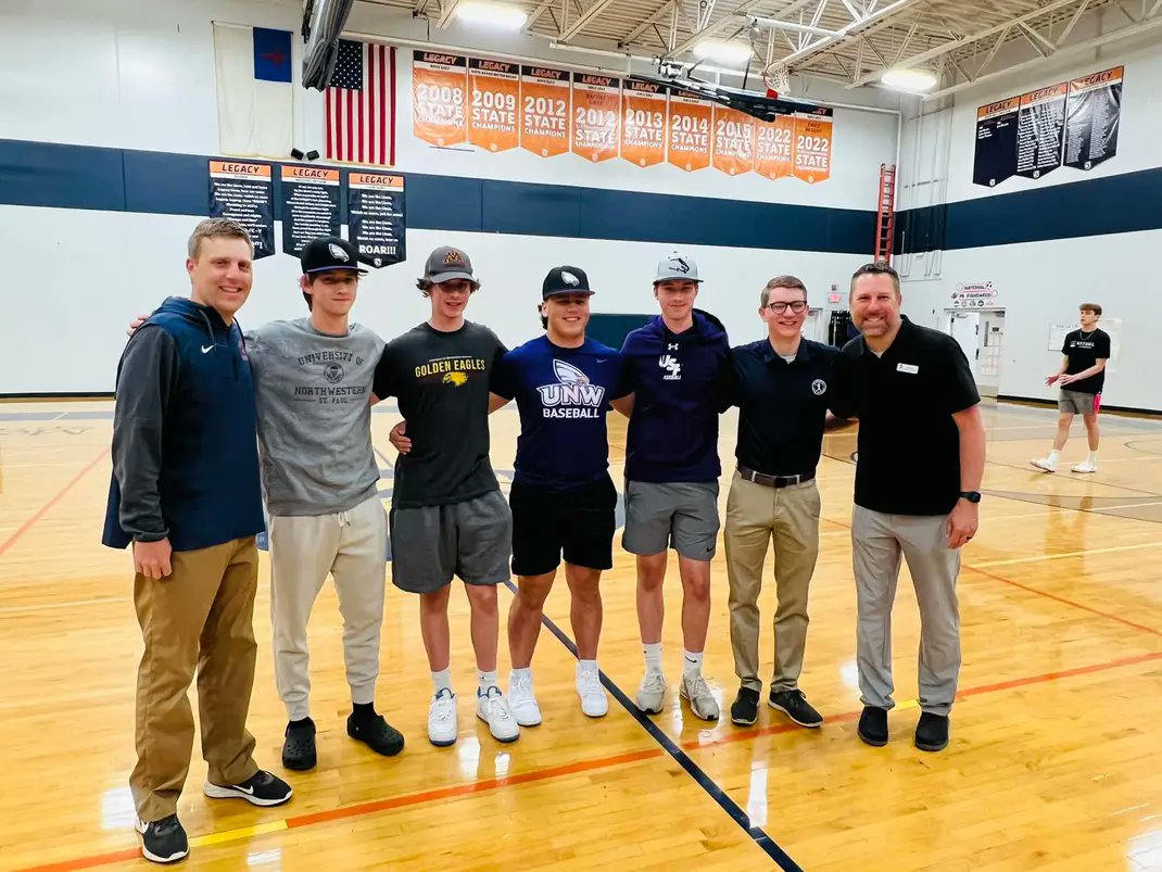 LCA_Baseball (@lca_baseball_) on Twitter photo Congrats to <a href="/DrewAlbrecht08/">Drew Albrecht</a>, <a href="/AJChristian23/">Alex Christian</a>, <a href="/grant_lindholm/">Grant Lindholm</a> and <a href="/NolanLindholm/">Nolan Lindholm</a> for signing their Letters of Intent at <a href="/Legacy_MN/">Legacy_MN</a> Signing Day.
Four great ballplayers are going on to do great things at the next level! Congrats to <a href="/DrewAlbrecht08/">Drew Albrecht</a>, <a href="/AJChristian23/">Alex Christian</a>, <a href="/grant_lindholm/">Grant Lindholm</a> and <a href="/NolanLindholm/">Nolan Lindholm</a> for signing their Letters of Intent at <a href="/Legacy_MN/">Legacy_MN</a> Signing Day.
Four great ballplayers are going on to do great things at the next level!
